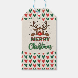 Etiqueta de regalo de Navidad con patrón de corazó