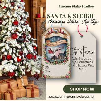 Etiqueta de regalo de Navidad con Santa y trineo a