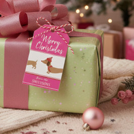 Etiqueta de regalo de Navidad Dachshund Personaliz