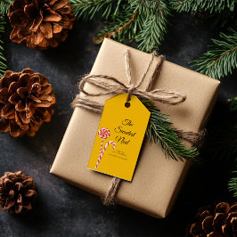Etiqueta de regalo de Navidad de bastón de caramel