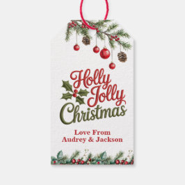 Etiqueta de regalo de Navidad de Berry de Acebo