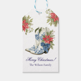 Etiqueta de regalo de Navidad de bota de vaquera P