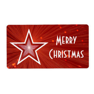Etiqueta de regalo de Navidad de Estrella Roja Mer