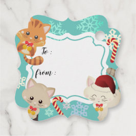 Etiqueta de regalo de Navidad de gatitos lindos y