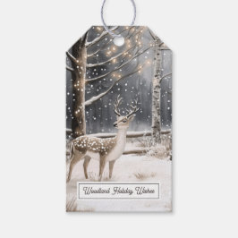 Etiqueta de regalo de Navidad de invierno de cierv