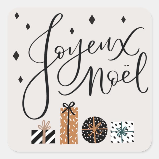 Etiqueta de regalo de Navidad de Joyeux Noel Merry (Anverso)