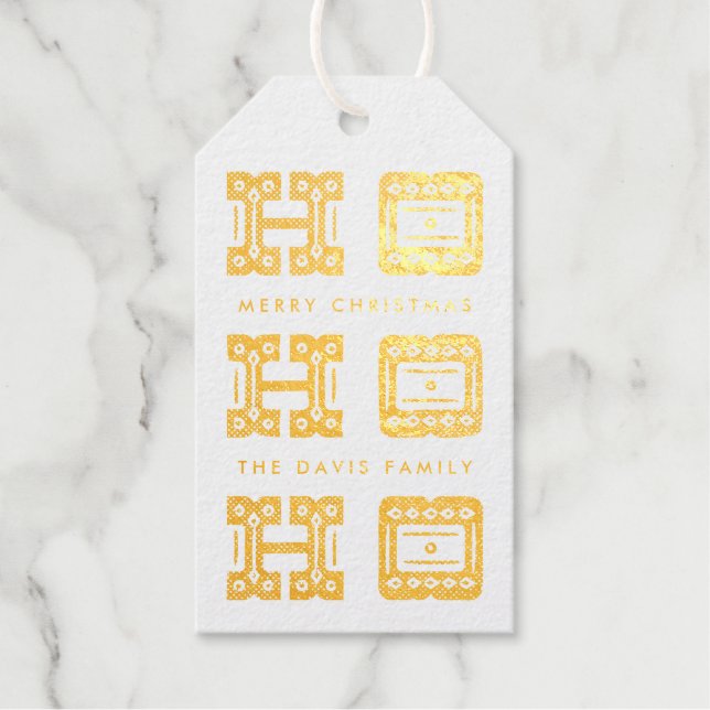 Etiqueta de regalo de navidad de marco ordenado de (Anverso)