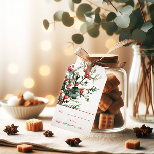 Etiqueta de regalo de Navidad de muérdago elegante