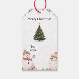Etiqueta De Regalo De Navidad De Muñeco De Nieve L