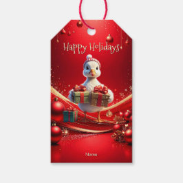 Etiqueta de regalo de Navidad de pato lindo
