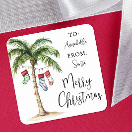 Etiqueta de Regalo de Navidad de Playa Adhesiva