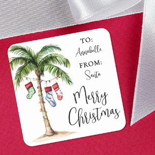 Etiqueta de Regalo de Navidad de Playa Adhesiva