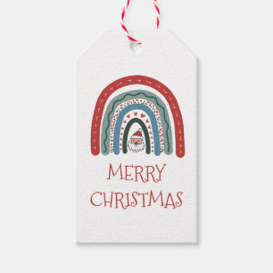Etiqueta de regalo de Navidad de Santa Arcoíris