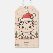 Etiqueta de regalo de Navidad de ternera