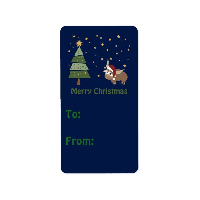 Etiqueta de regalo de Navidad de yak (Frente)