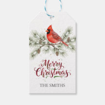 Etiqueta de regalo de Navidad del cardenal