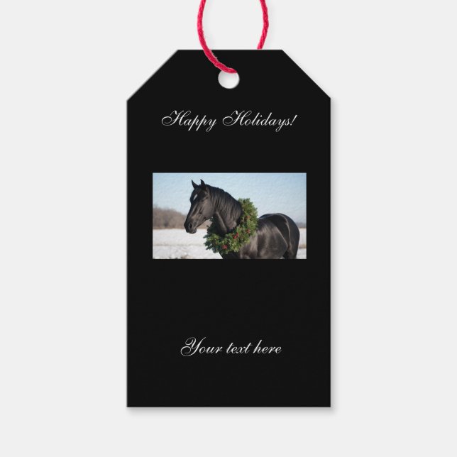 Etiqueta de regalo de Navidad Ecuestre  (Anverso)