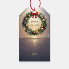 Etiqueta de regalo de Navidad festiva corona