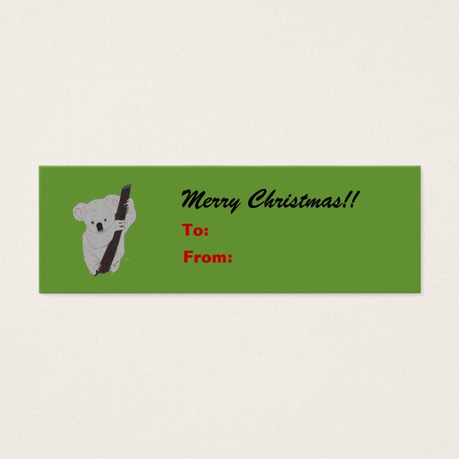 Etiqueta de regalo de Navidad Koala Alegre (Frente)