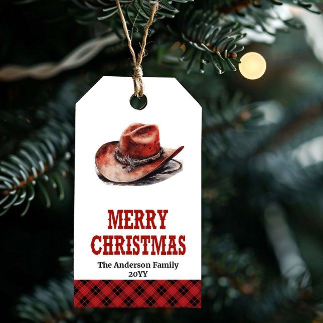 Etiqueta de regalo de Navidad occidental clásica c (Classic Western Christmas gift tag custom name

)