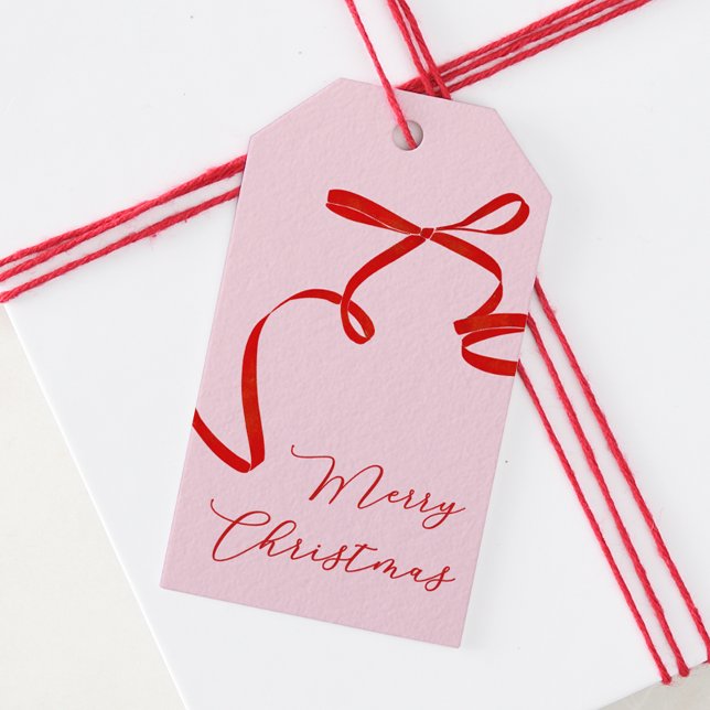 Etiqueta de regalo de navidad Red Bow Merry (Subido por el creador)