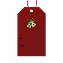 Etiqueta de regalo de Navidad roja con campanas