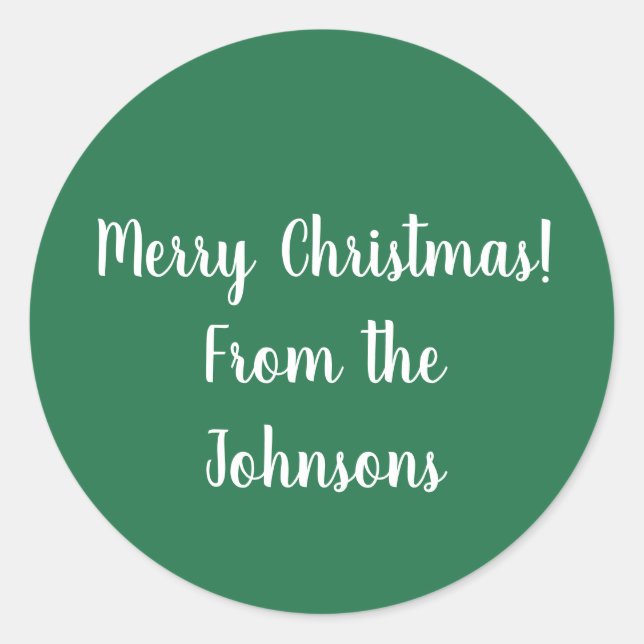 Etiqueta de regalo de navidad verde merry de nombr (Anverso)