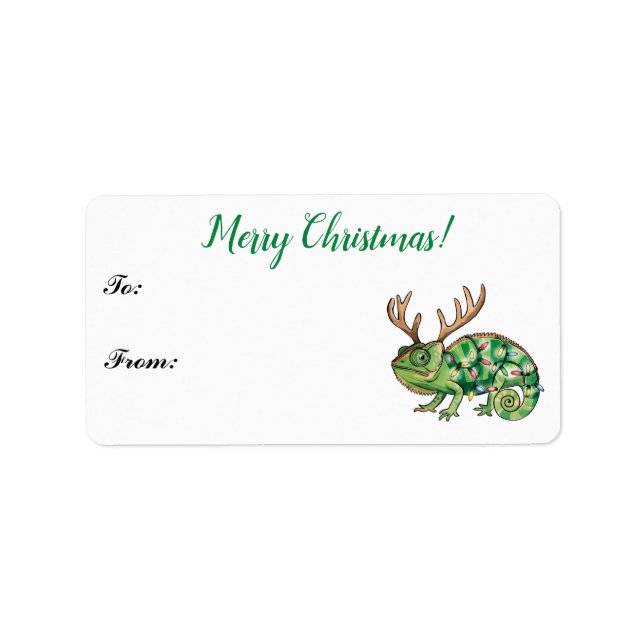 Etiqueta de regalo de navidades Chameleon Lizard (Frente)