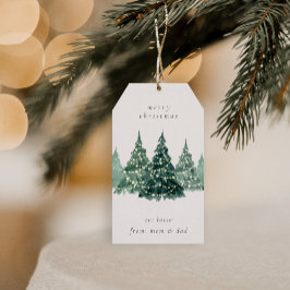 etiqueta de regalo de Navidades de acuarela