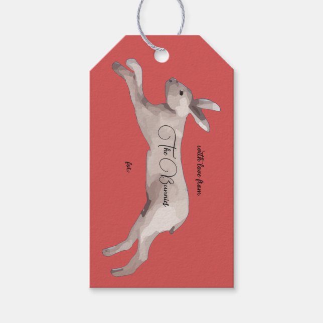 Etiqueta de regalo de Navidades de conejo acuático (Anverso)