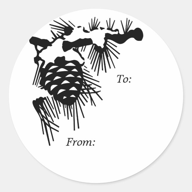 Etiqueta de regalo de Navidades de cono de pino (Anverso)