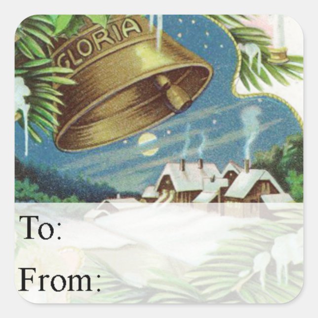 Etiqueta de regalo de Navidades de países de época (Anverso)