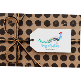 Etiqueta de regalo de Navidades de pavo real perso