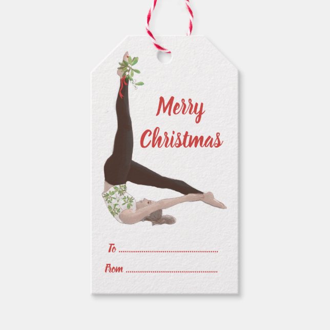 Etiqueta de regalo de Navidades de pilates (Anverso)