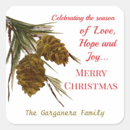 Etiqueta de regalo de Navidades de pinecone