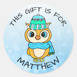 Etiqueta de regalo de Navidades de pingüino dibuja