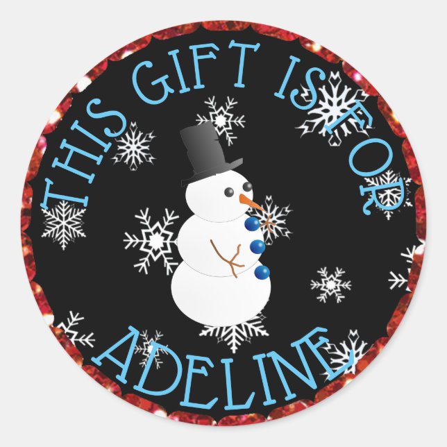 Etiqueta de regalo de Navidades de Snowman rojos y (Anverso)