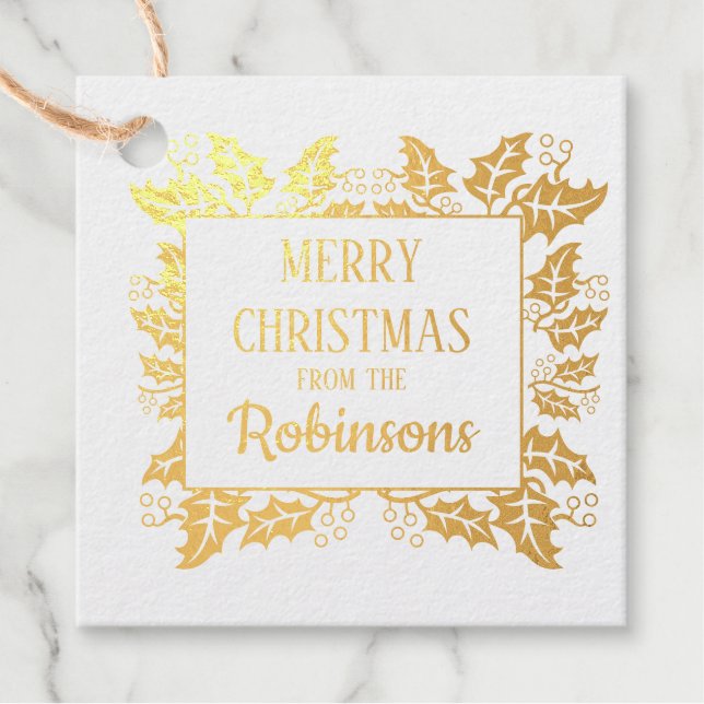 Etiqueta de regalo de Navidades de vacaciones Holl (Anverso)