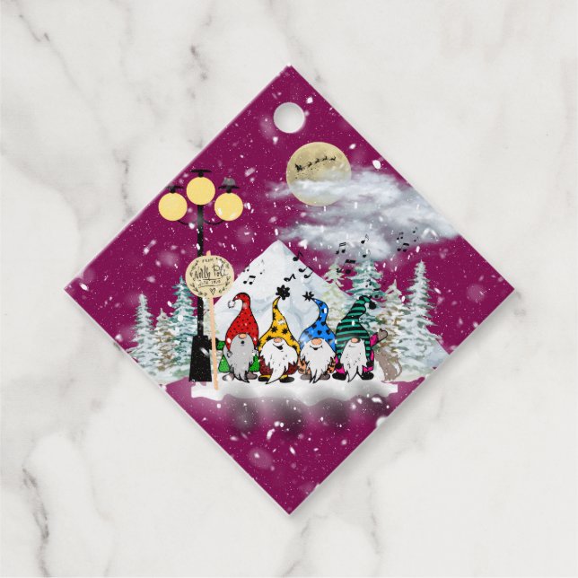 Etiqueta de regalo de Navidades del Cuarteto Elf (Anverso)