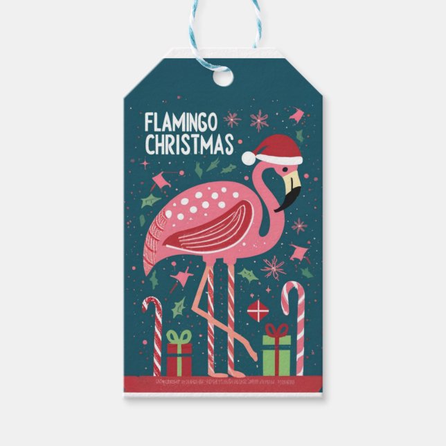 Etiqueta de regalo de NAVIDADES PINK FLAMINGO (Anverso)