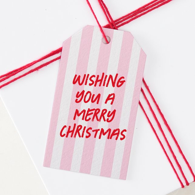 Etiqueta de regalo de Navidades Retro Rojo Rosa (Subido por el creador)