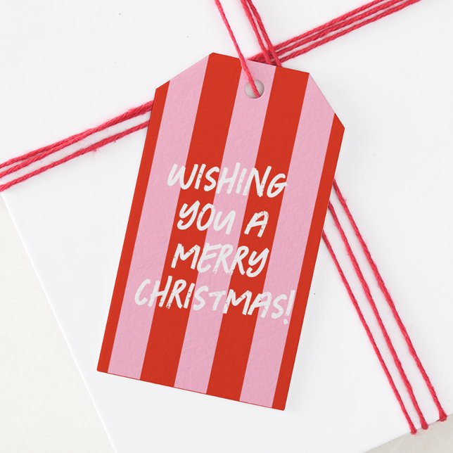 Etiqueta de regalo de Navidades Retro Rojo Rosa (Subido por el creador)
