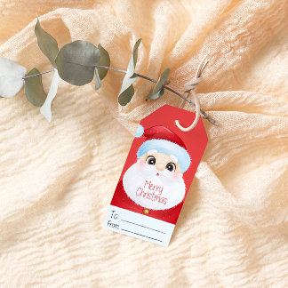 Etiqueta de regalo de Navidades Santa Cute