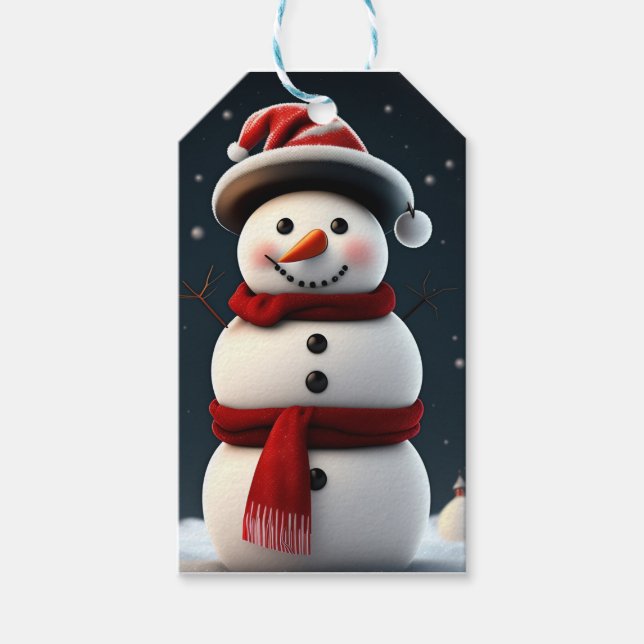 Etiqueta de regalo de navidades Snowman (Anverso)