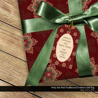 Etiqueta de regalo de Navidades tradicionales rojo