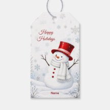 Etiqueta De Regalo De Navideña De Muñeco De Nieve