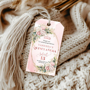 Etiqueta de regalo de oro rosa Blush Boho Mis Quin