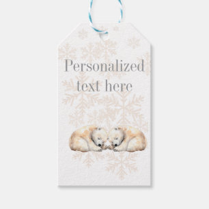 Etiqueta de regalo de oso polar durmiente