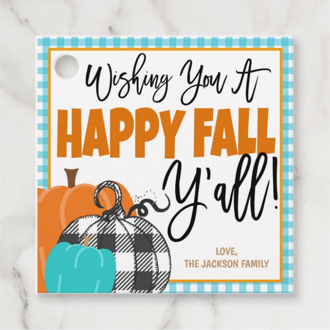 Etiqueta de regalo de otoño feliz (Anverso)