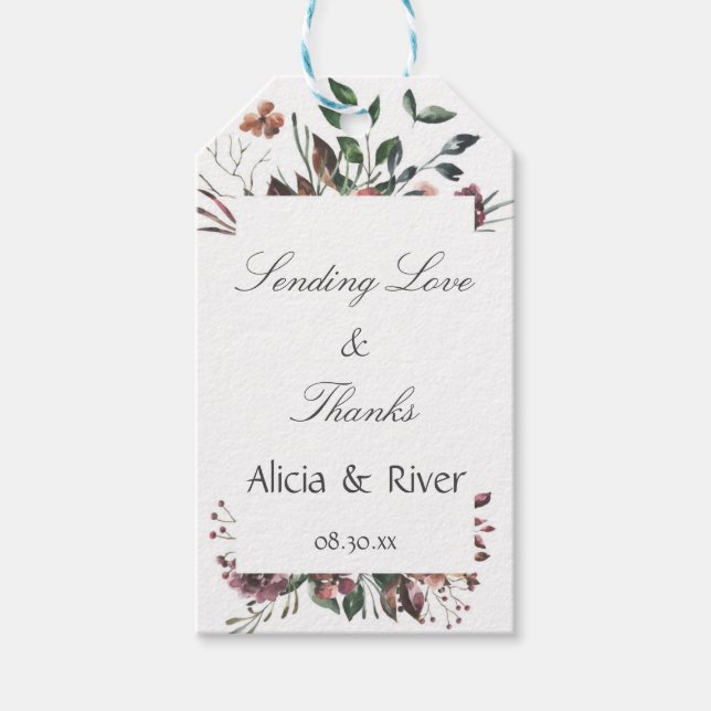 Etiqueta de regalo de otoño floral rústico de caíd (Anverso)